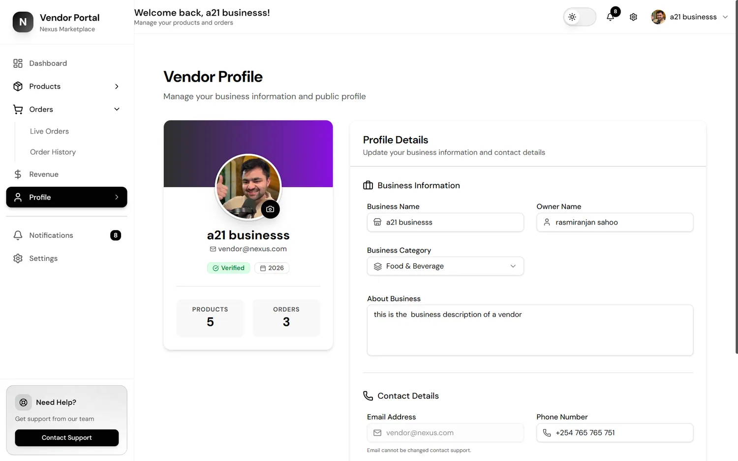 Vendor Dashboard screenshot 12